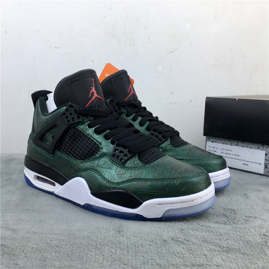 2019 Air Jordan 4 Laser Green Black White Shoes